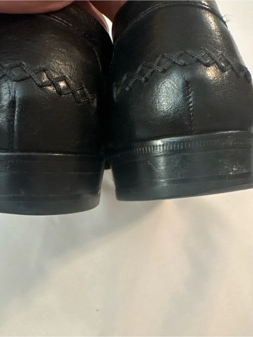 Cole Haan Black Leather Tassel Woven Penny Loafers